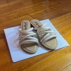 Jellypop Women's Cream and Tan Strappy Sandals
